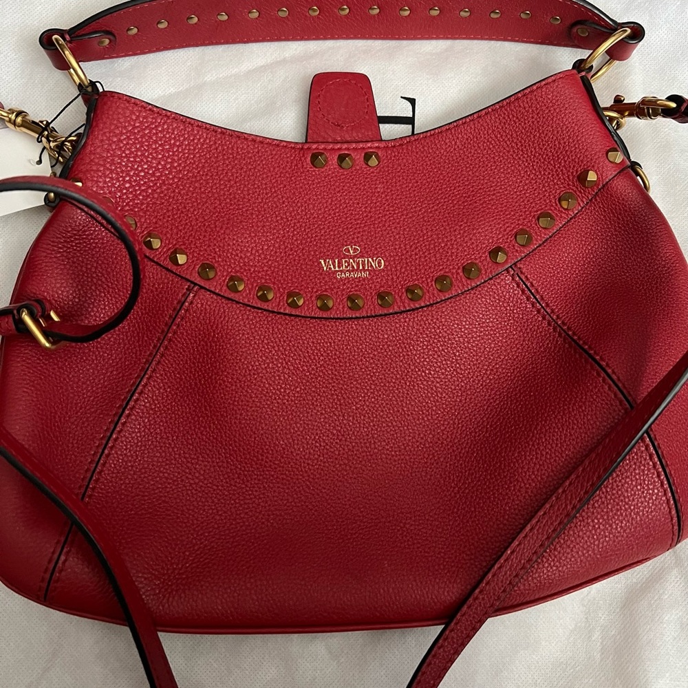 Valentino Red Leather Hobo Bag